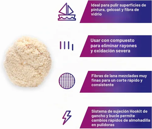 Vista 4 de 3M Almohadilla de Compuesto de Lana (05711) – Para Barcos, Coches, Camiones y RVs – De Una Cara – 9 Pulgadas