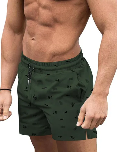 Vista 38 de COOFANDY Men's Swim Trunks Quick Dry Board Shorts Swimwear Bathing Suit Un negro