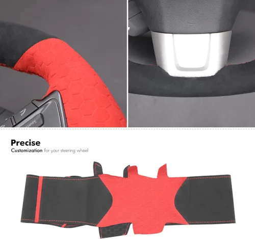 Vista 4 de MEWANT Funda de volante de automóvil transpirable cosida a mano para Subaru WRX 2015-2021 / WRX STI 2015-2021, accesorios para volante Subaru WRX