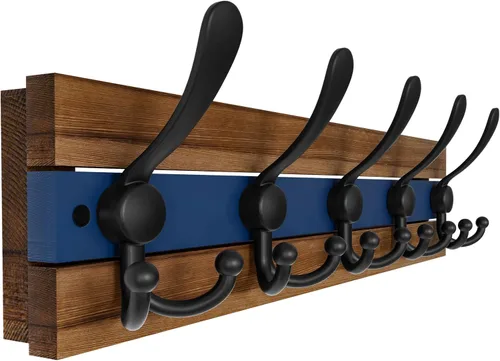 Vista 13 de SKOLOO Perchero de pared montado en la pared de estilo rústico: Perchero de pared de pino de madera auténtica de 40,6 cm de orificio a orificio