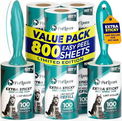 Vista 11 de PetLovers Juego de Rodillos de Pelusa Extra Adhesivos de Gran Valor para la Eliminación de Pelo de Mascotas, Removedor de Pelusa para Perros y Gatos