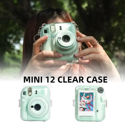 Vista 6 de Caiyoule Funda transparente Mini 12 - Funda protectora para cámara compatible con Fujifilm Instax Mini 12, funda rígida de PC para cámara