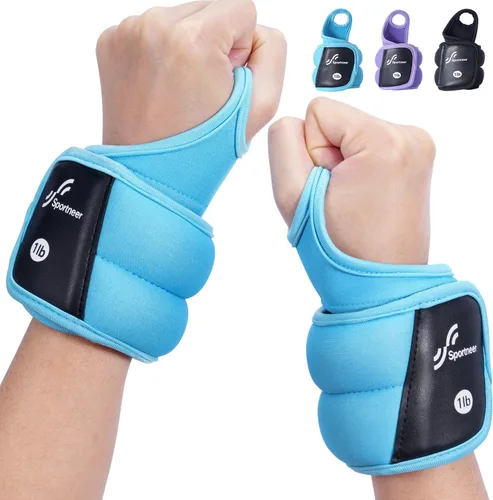 Vista 13 de Sportneer Wrist Weights with Thumb Loops Lock for Men Women, 2 LBS /4 LBS Pair Arm Hand Weights for Running Walking Jogging Physical Therapy Gym