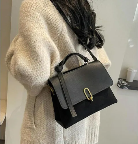 Vista 4 de Bolso de hombro de cuero genuino vintage, bolso cruzado pequeño para mujer, bolso de trabajo para damas
