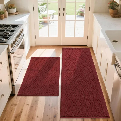 Vista 63 de COSY HOMEER Tapete de cocina antideslizantes, absorbentes para el piso, alfombra de cocina lavable, tapete de pie para fregadero, alfombra de Beige