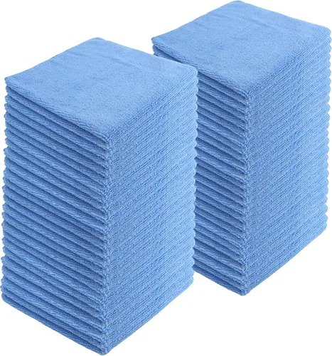 Vista 22 de Toallas de limpieza de microfibra, paquete de 12, 16 x 16 pulgadas, multiusos, más suaves, altamente absorbentes, sin pelusas, reutilizables Negro