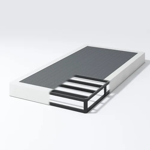 Vista 14 de Base de cama con somier de 3 pulgadas, tamaño individual, base de colchón de metal resistente con funda de tela, sin ruido, fácil montaje