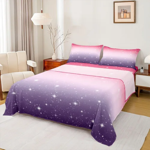 Vista 33 de Juego de sábana bajera ajustable de teñido anudado para niñas, juego de ropa de cama con diseño de arco iris degradado de arcoíris, lindo juego