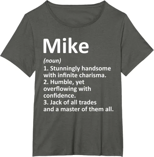 Vista 59 de MIKE Definition - Camiseta divertida para regalo de cumpleaños con nombre personalizado, Negro, S