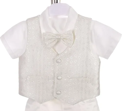 Vista 5 de Lito Angels Conjunto de 4 piezas de traje de bautizo y gorro de bautizo para bebés y niños