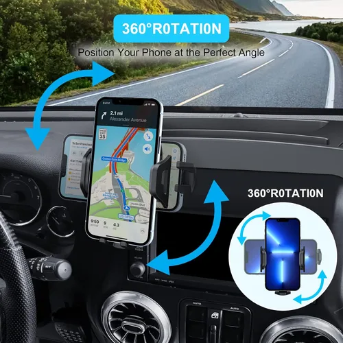 Vista 3 de DIAMOOKY Soporte de teléfono ajustable para Jeep Wrangler JK JKU 2011-2018 Soporte de teléfono multifunción con bandeja de almacenamiento, ajuste