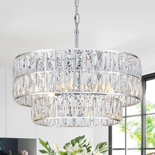 Vista 11 de CATINER Candelabros pequeños de cristal dorado, candelabro moderno de montaje semiempotrado con 4 luces de tambor de cristal, accesorio de luz
