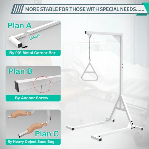 Vista 7 de Trapecio de cama, barra de trapecio para movilidad de cama, trapecio de cama resistente para ancianos y pacientes, barras de trapecio médico que