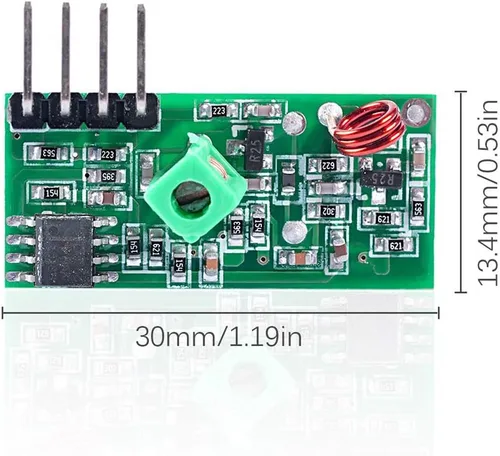 Vista 5 de HiLetgo Kit de transmisor + receptor de alta frecuencia, módulo transceptor súper regenerativo para alarma antirrobo