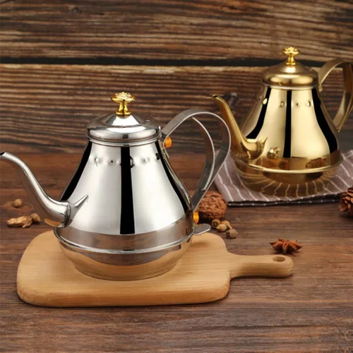 Vista 8 de Hervidor de cuello de cisne de acero inoxidable, hervidor de té dorado de cuello de cisne de 1.8 L, hervidor de té para estufa, tetera pequeña