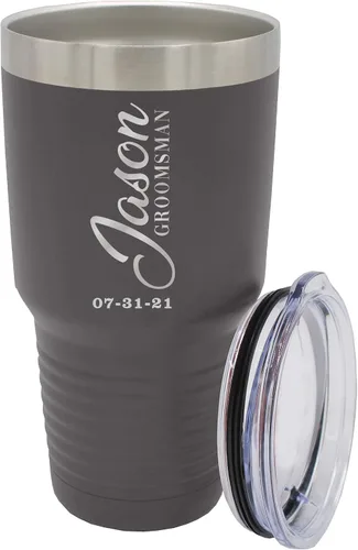 Vista 10 de Vaso de padrinos de boda grabado personalizado, taza de acero inoxidable aislada personalizada para padrino de boda, despedida de soltero, boda