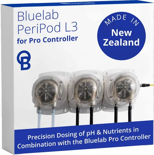 Vista 2 de Bluelab PERIPODM3 Peripod M3 para controlador Pro, dosificación para pH y nutrientes, 3 bombas con accesorios