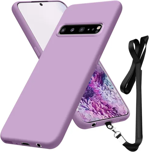 Vista 9 de Funda compatible con Samsung Galaxy S10 de 6.1 pulgadas, funda protectora de silicona líquida suave al tacto, correa de cordón para el cuello, funda