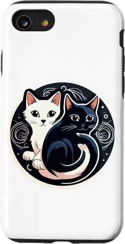 Vista 8 de Funda para iPhone 12 mini Yin Yang Cat Feng Shui Ying Yang Taoísmo Zen Budismo