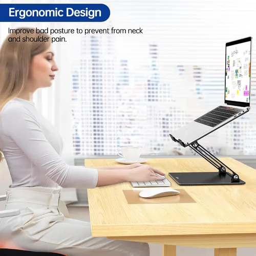 Vista 2 de BESIGN LS10 - Soporte de aluminio para laptop, ergonómico y ajustable, soporte para tableta y computadora, compatible con MacBook Air, Pro, Dell