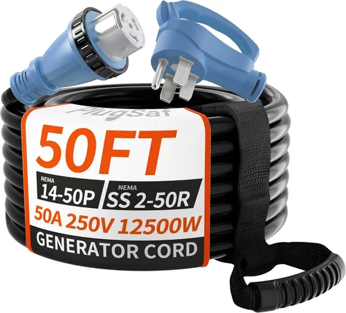 Vista 12 de PlugSaf - Cable generador de 50 amperios, cable de extensión RV de 25 pies
