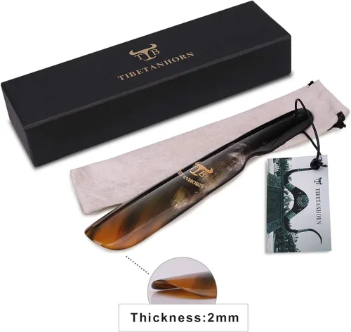 Vista 5 de Tibetanhorn Bocina para zapatos, cuerno de yak tibetano natural hecho a mano para hombres, mujeres, niños, botas y todos los zapatos (paquete de 2)