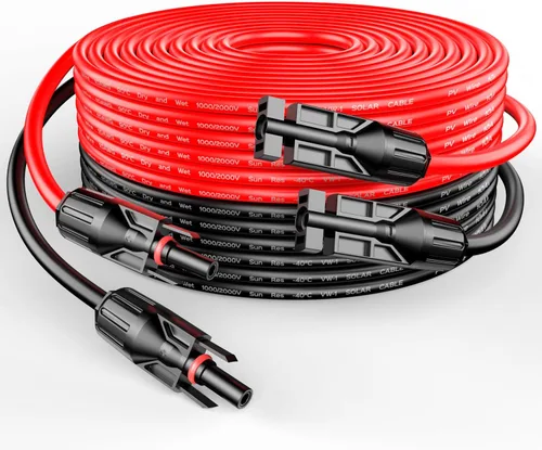 Vista 10 de RICH SOLAR Cable de extensión de panel solar negro de calibre 10, 10 AWG, 10 pies, color rojo + 10 pies, cable de extensión de panel solar negro