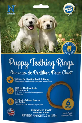Vista 10 de N-Bone Anillos de dentición para cachorros, sabor a mantequilla de maní, masticables naturales para la dentición y golosinas para masticar, ayuda a