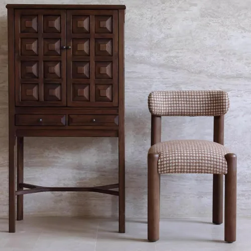 Vista 3 de Silla de cocina tapizada de lino, sillas de comedor retro con patas de madera, silla de asientos acolchados para comedor, dormitorio, sala de estar
