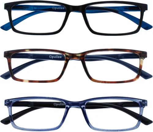 Vista 20 de OPULIZE SEE - Gafas de lectura con bloqueo de luz azul para mujeres y hombres, marco estrecho, bisagras de resorte, anteojos de juegos para negro