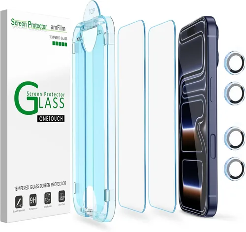 Vista 14 de amFilm OneTouch - Protector de pantalla para iPhone 12 Pro Max (6.7 pulgadas, 2020) con kit de fácil instalación, vidrio templado, paquete de 2