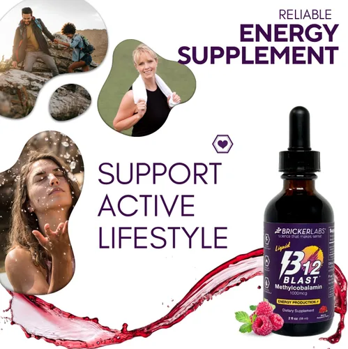 Vista 8 de Bricker Labs B12 Blast Metilcobalamina 1000mcg, vitaminas energéticas líquidas sublinguales de gran sabor - Vitaminas B12 veganas, energía sostenida