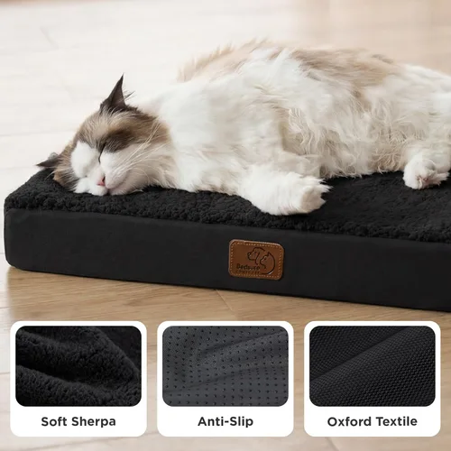 Vista 4 de Bedsure - Cama ortopédica pequeña para perros chicos, impermeable, con funda extraíble lavable, tapete de espuma con forma de huevera para mascotas