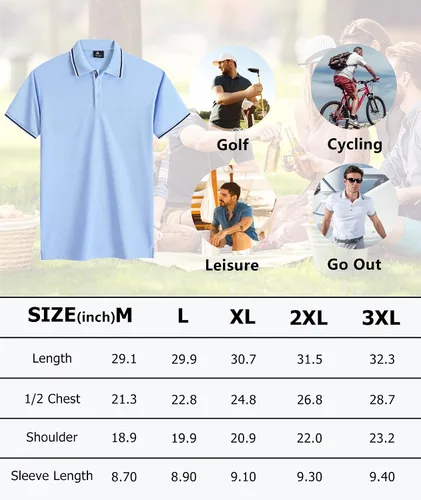 Vista 6 de OneDog Polo para hombre, manga corta, rendimiento que absorbe la humedad, atlético, casual, cuello deportivo, camisetas de golf