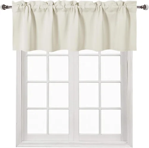 Vista 83 de DWCN Cenefa para ventana de cocina, con bolsillo para barra, para ventana, sala de estar/sótano, 36 x 16 pulgadas de largo, 1 panel, beige