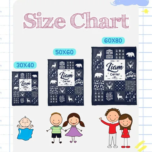 Vista 4 de Zocoshi Manta de Bebé Personalizada – Manta de Bebé Personalizada con Nombre para Niños para Recién Nacidos, Vellón Suave con Monograma (30 x 40)