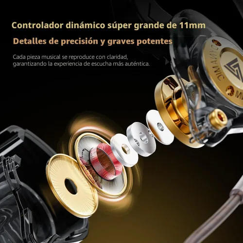 Vista 2 de Piluyaa Auriculares con cable para juegos IEM con 1DD, QKZ ENZO en el oído, auriculares de alta fidelidad, sonido de graves con nuevo controlador