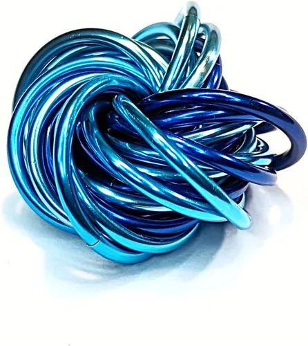 Vista 12 de Bola Fidget Möbii (MultiColor): Herramienta de juguete silenciosa para aliviar el estrés, ansiedad y estimular el ADHD para el hogar, viajes Cromo