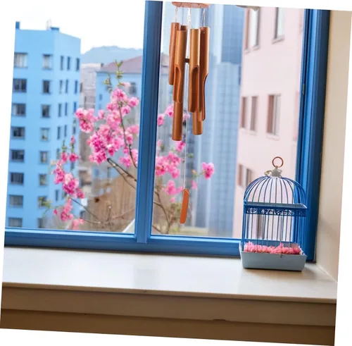 Vista 7 de BESPORTBLE Campana de viento colgante al aire libre decorativa para patio, ventana de jardín con sonido claro y agradable, estilo retro, artesanía