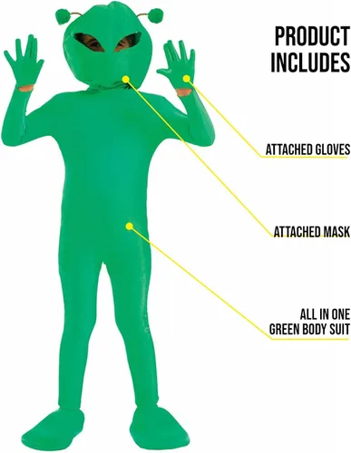 Vista 3 de Fun Shack Kids Alien Costume Niños Verde Martian Extraterrestre Espacio Traje