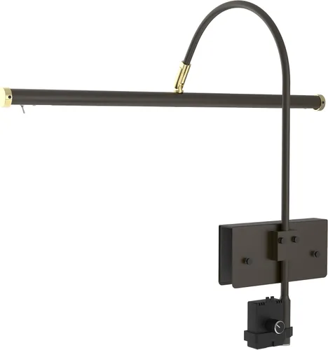Vista 2 de Cocoweb - Luz de piano grande de LED de 19" en bronce caoba con acentos de latón con clip regulador Bronce (mahogany bronze)