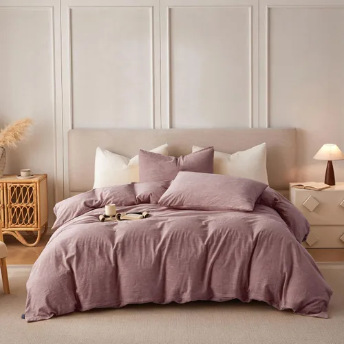Vista 8 de BFS HOME Funda de edredón de lino tamaño King, mezcla de lino de algodón suave y transpirable, juego de ropa de cama de 3 piezas con 2 fundas