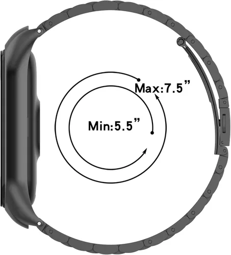 Vista 4 de Senter Correa de repuesto de acero inoxidable para reloj inteligente Xiaomi Mi Band 5 y Mi Band 6