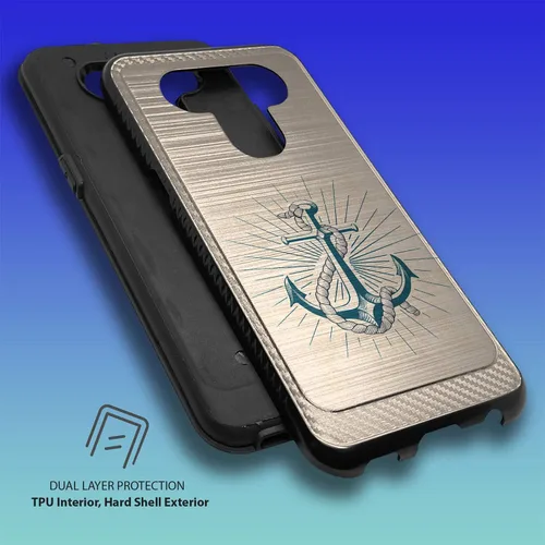 Vista 4 de CasesOnDeck - Carcasa compatible con LG K51 / LG Reflect/LG Q51 [armadura cepillada] resistente protección negro mate (ancla)