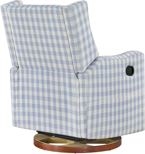 Vista 15 de KISLOT Silla reclinable giratoria, planeador manual para guardería, cuadros Cuadros azules