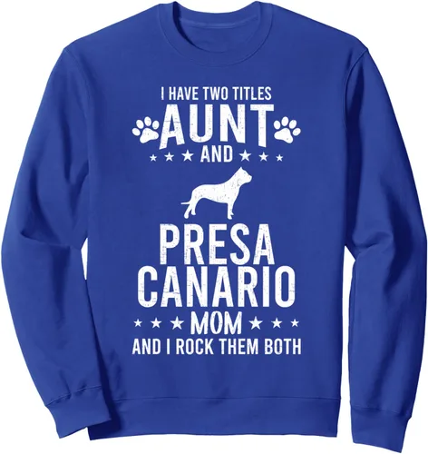 Vista 4 de Sudadera con texto en inglés "I Have Two Titles Aunt And Presa Canario Dog Mom", Negro