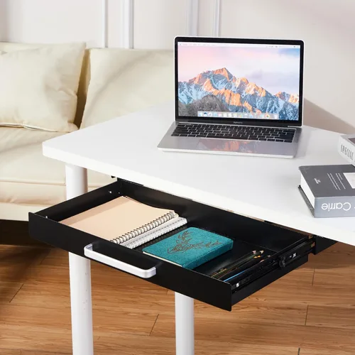 Vista 8 de Organizador de Cajón Bajo el Escritorio 21" Negro Mejorado con Soportes Ajustables, Cajón Deslizante Extraíble Bajo la Mesa para Lápices, Accesorio
