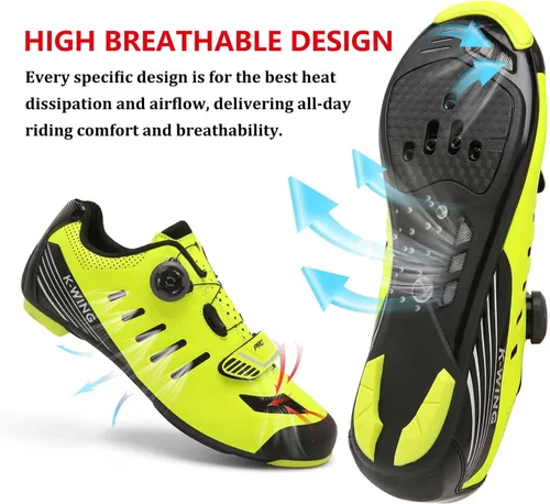 Vista 2 de Zapatos de ciclismo unisex compatibles con Pelaton para interiores, zapatos de bicicleta de carretera, zapatos de bicicleta de montaña para hombres