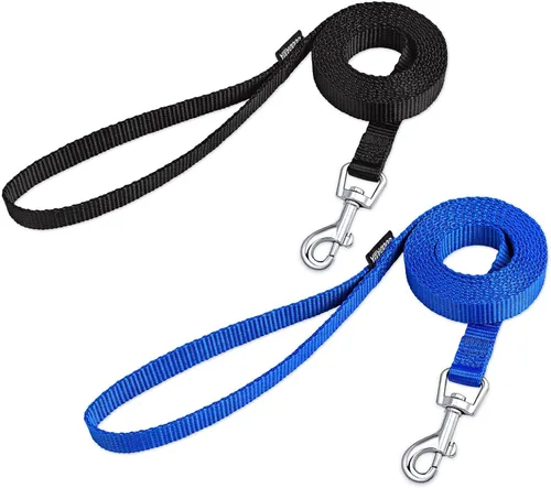 Vista 29 de AMAGOOD 6 pies de correas para cachorros/perros, correa de estilo tradicional resistente con gancho de cuello fácil de usar, correa para perros Negro