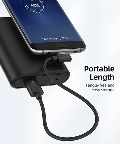 Vista 7 de SUNGUY Cable micro USB corto de 6 pulgadas de 90 grados, 2 unidades, cable micro USB de ángulo recto de carga rápida y sincronización de datos